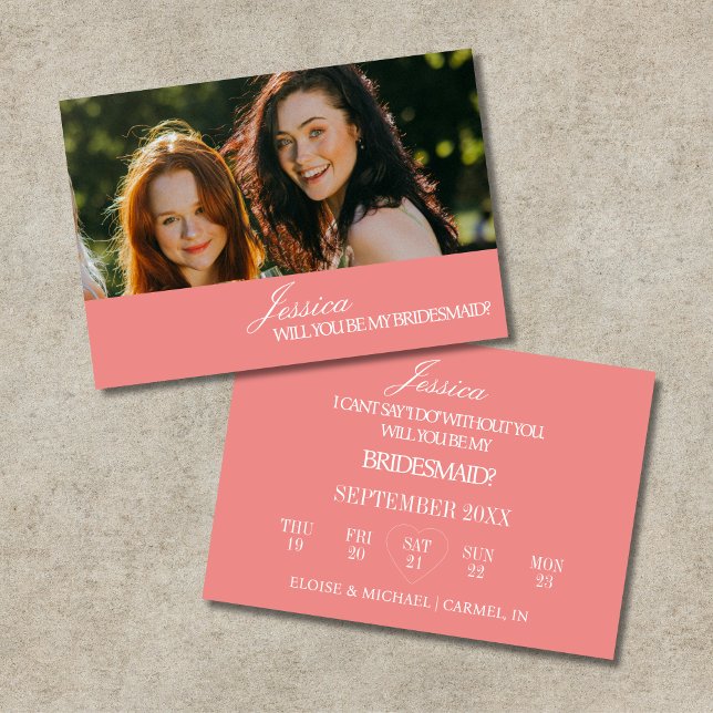Coral Pink Will You Be My Bridesmaid Proposal Card (Coral Pink Will You Be My Bridesmaid Proposal Card)