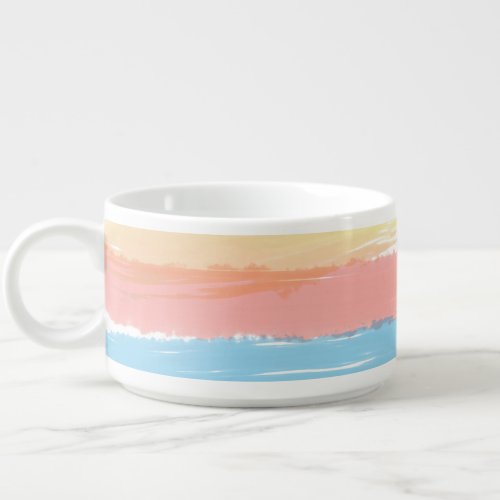 Coral Pink Yellow Blue Watercolor Stripes Bowl