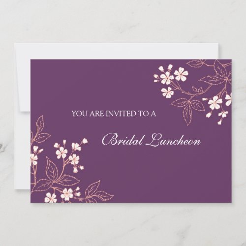 Coral Plum Floral Bridal Lunch Invitation Cards