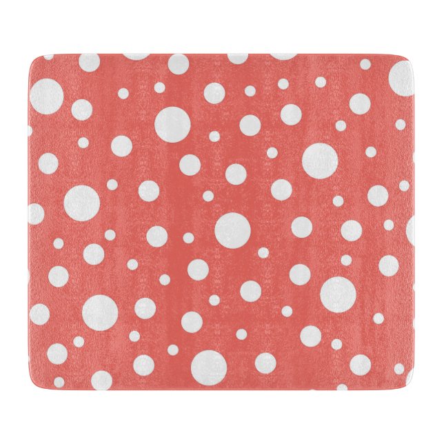 Coral Polka Dot Cutting Board (Front)