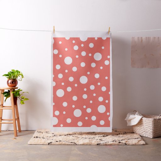 Coral Polka Dot Fabric