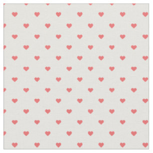 Coral Polka Dot Hearts Fabric