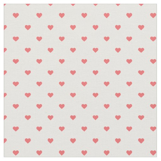 Coral Polka Dot Hearts Fabric