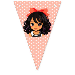 Coral Polka Dot Little Girl's Birthday Bunting Flags
