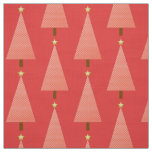 Coral polka dot modern Christmas tree Fabric