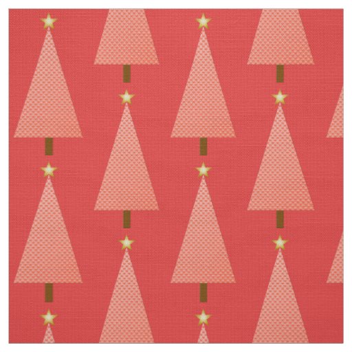 Coral polka dot modern Christmas tree Fabric