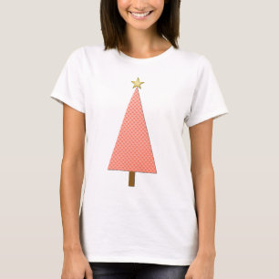 Coral polka dot modern Christmas tree T-Shirt