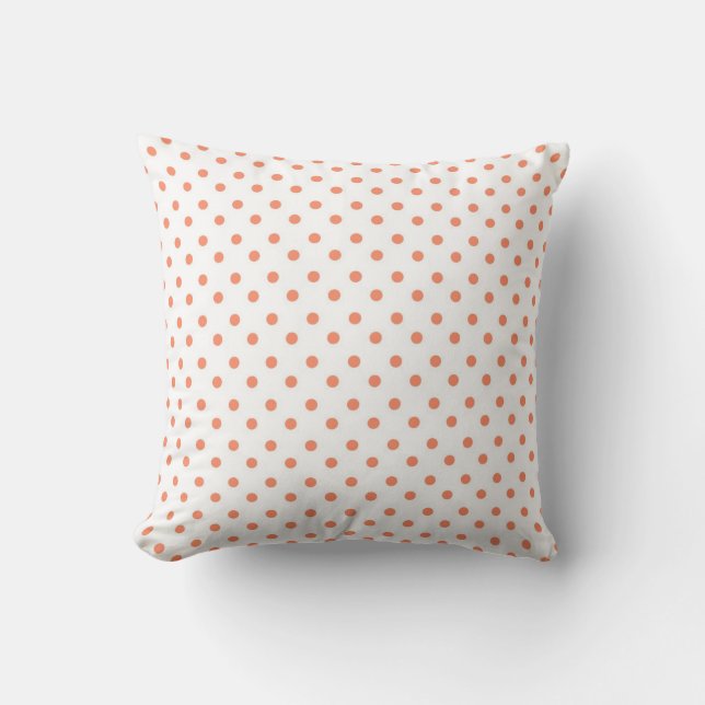 Coral Polka Dot Pattern Throw Pillow (Front)
