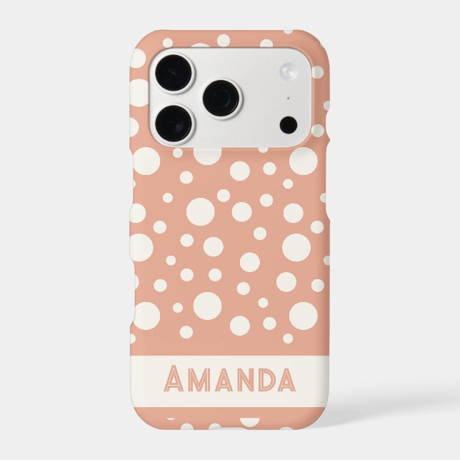 Coral Polka Dot  Patterns - custon name Iphone Case (Back)