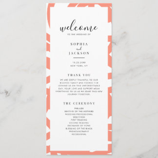 Coral Pop Modern Abstract Wedding Program