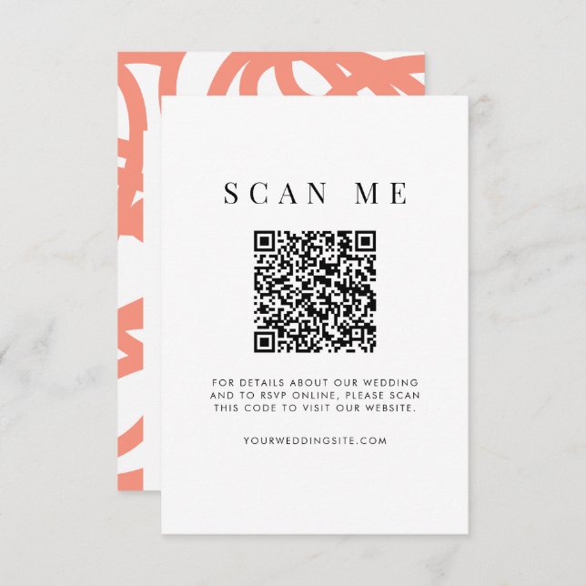 Coral Pop Modern Minimalist Abstract RSVP Card (Front/Back)