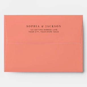 Coral Pop Modern Minimalist Wedding Envelope