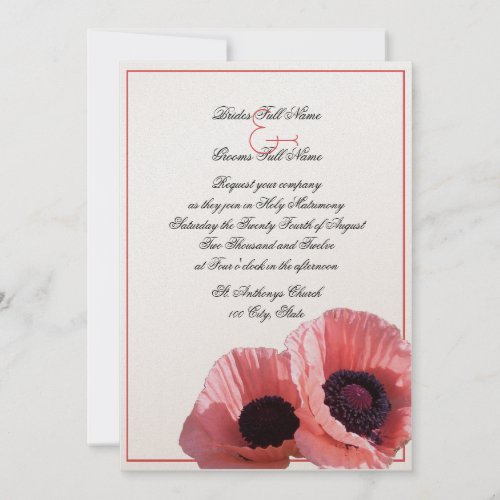 Coral Poppies Invitation