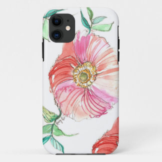 Coral Poppy Watercolor iPhone Case
