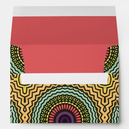 Coral Purple Green Yellow Abstract Pattern Envelope