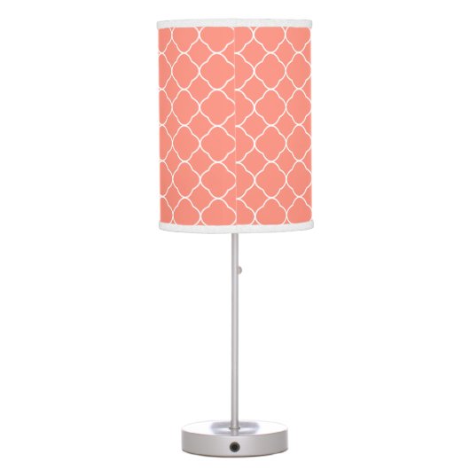 Coral Quatrefoil Pattern Table Lamp (Back)