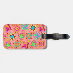 Coral Quilt Block Luggage or Sewing Machine Tag