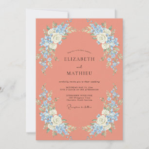 Coral Radiant Spring Wedding Invitation