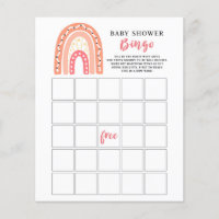 Coral Rainbow Baby Shower Bingo Game