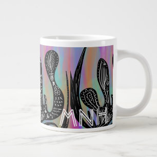 Coral Rainbow Colorful Doodle Giant Coffee Mug