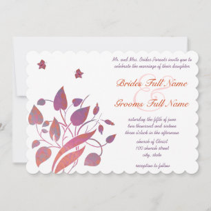Coral Raspberry & Purple Butterfly Wedding Invites