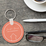 Coral Real Estate Company Personalized Realtor Keychain<br><div class="desc">This chic coral realtor keychain is custom made with your realty company name under the the agent name in chic typography. This minimalist real estate company key chain feature a simple line drawing of a house. Contemporary gift for an agent working to help you buy a home.</div>
