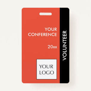 Coral Red and Black Event Volunteer Logo Badge