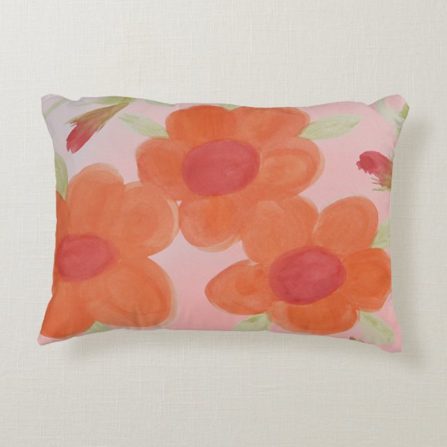 Coral Red and Orange Accent Pillow (Back)