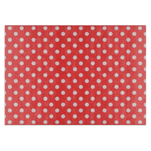 Coral Red and White Polka Dot Pattern Cutting Board