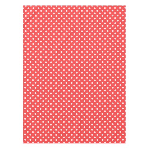 Coral Red and White Polka Dot Pattern Tablecloth