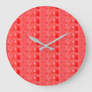 Coral Red Carnation – Modern Floral Design Large Clock