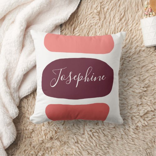 Coral Red Elegant Modern Chic Personalize  Throw Pillow