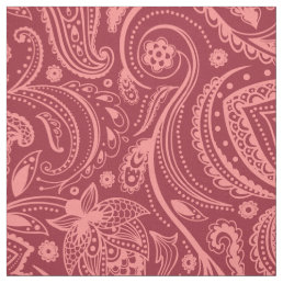 Coral-Red Floral Paisley-Custom Maroon background Fabric