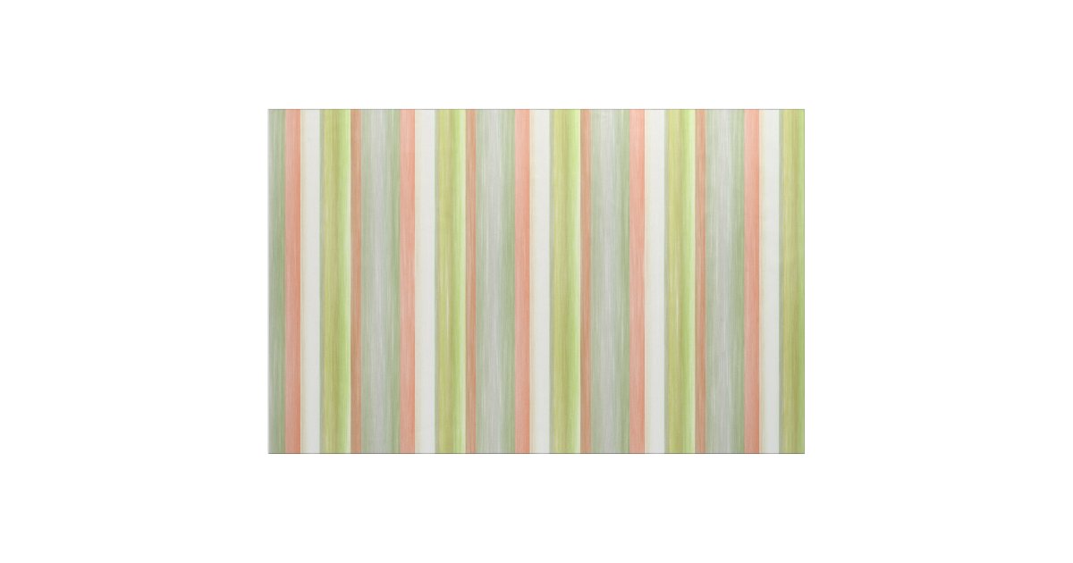 Coral Red Lime Green Watercolor Stripes Pattern Fabric | Zazzle