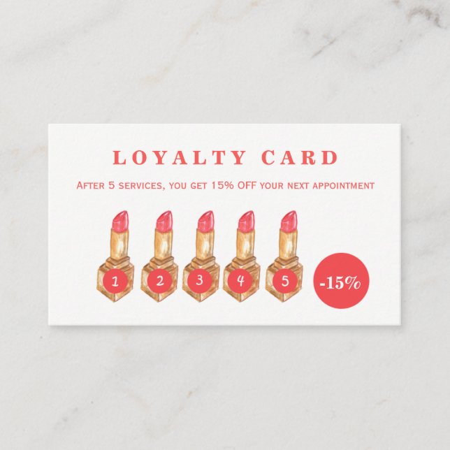 Coral red lipsticks makeup beauty salon loyalty (Front)