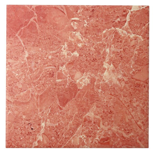 Coral Red Marble Texture Ceramic Tile (Front)