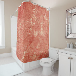 Coral Red Marble Texture Shower Curtain