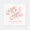 Coral Red Mr. and Mrs. Wedding Paper Napkins