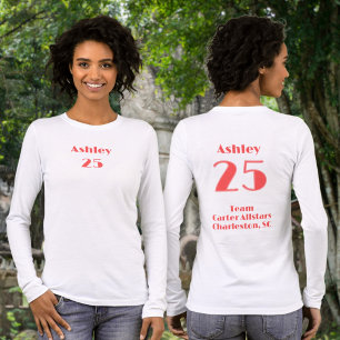 Coral Red Name, Number, Team (Limelight) Tri-Blend Shirt