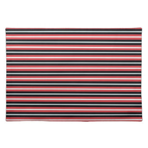 Coral Red Navy Blue White Stripes Cloth Placemat