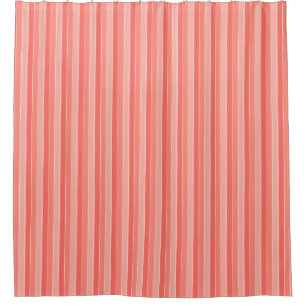 Coral Red Pink Stripes Shower Curtain