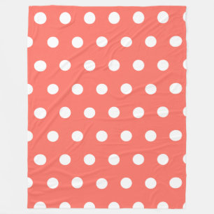 Coral Red Polka Dots Pattern Fleece Blanket