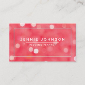 Coral Red Pretty Bokeh Business Card by CoutureBusiness at Zazzle