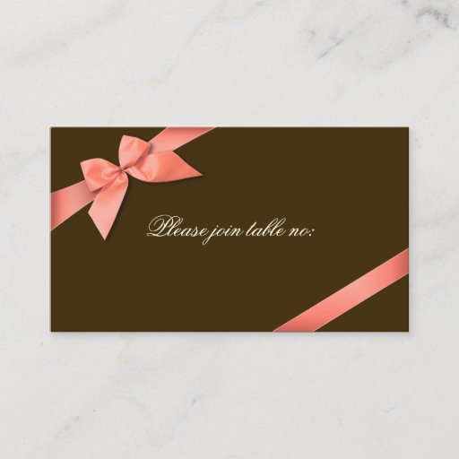 Customizable Coral Red Ribbon Guest Table Place Card Business Card Templates