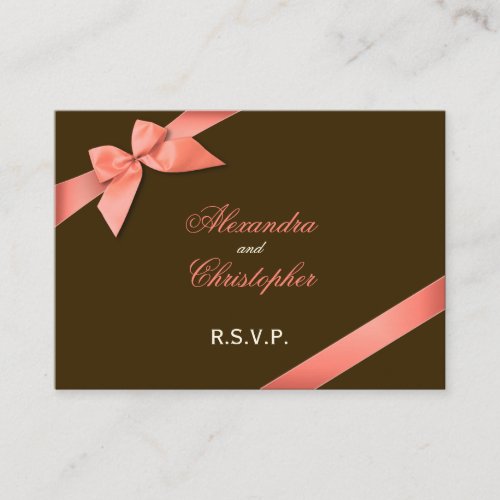 Coral Red Ribbon RSVP Minicard Business Card Templates