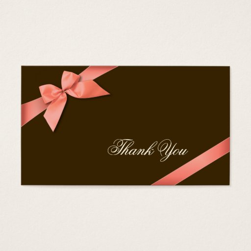 Customizable Coral Red Ribbon Thank You Minicard Business Cards