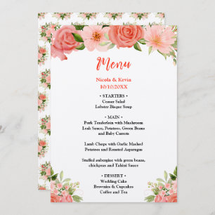 Coral Red Roses with Foliage Menu