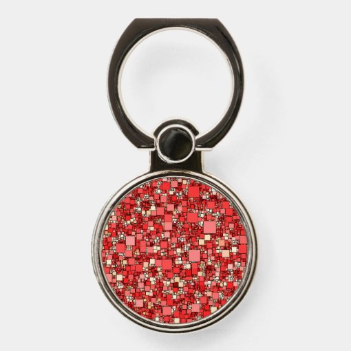 Coral Red Square Modern Glitzy Pattern Phone Ring Stand | Zazzle