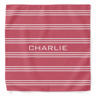 Coral Red Stripes custom monogram bandana