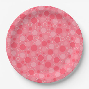 coral red tones with polka dots in retro sixties s paper plates